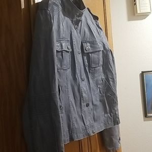 Powder blue leather jacket